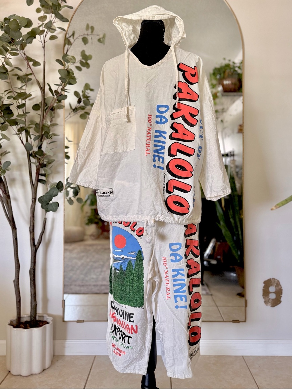 Vintage La Trenzz International Hawaiian Exports Pakalolo Rice Bag 2 Pc Set OS